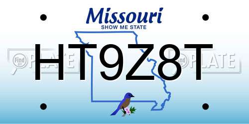 HT9Z8T Missouri License Plate