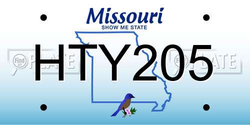 HTY205 Missouri License Plate