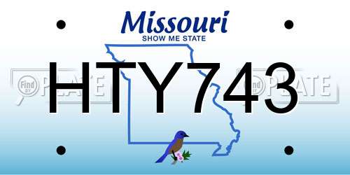HTY743 Missouri License Plate