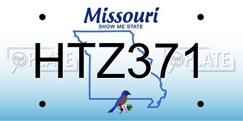 HTZ371 Missouri License Plate