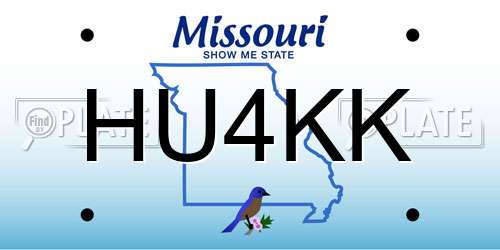 HU4KK Missouri License Plate