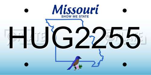 HUG2255 Missouri License Plate