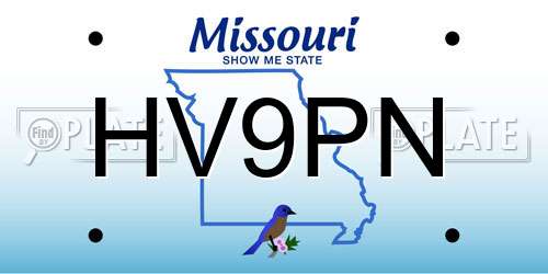 HV9PN Missouri License Plate