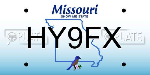 HY9FX Missouri License Plate