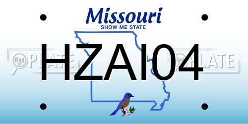 HZAI04 Missouri License Plate