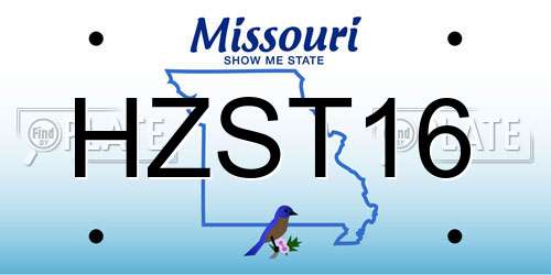 HZST16 Missouri License Plate