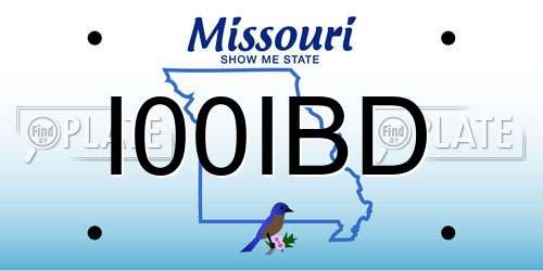 I00IBD Missouri License Plate