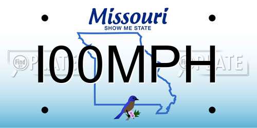I00MPH Missouri License Plate