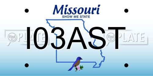 I03AST Missouri License Plate