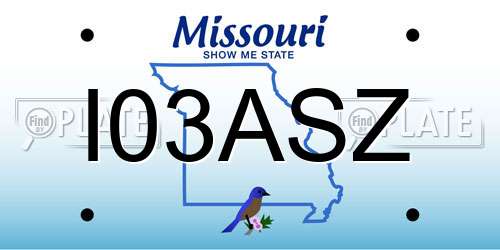 I03ASZ Missouri License Plate