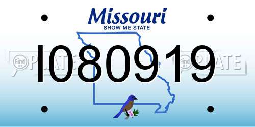 I080919 Missouri License Plate
