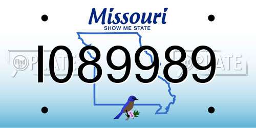 I089989 Missouri License Plate