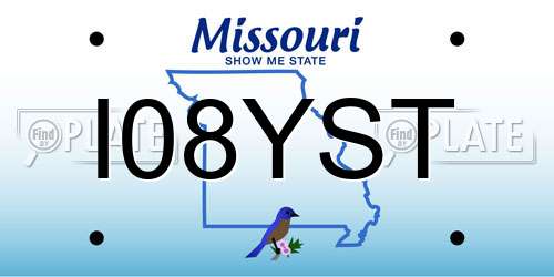 I08YST Missouri License Plate