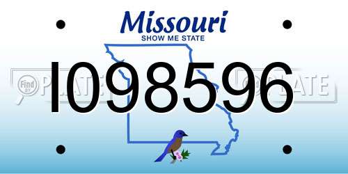 I098596 Missouri License Plate