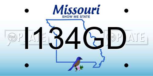 I134GD Missouri License Plate
