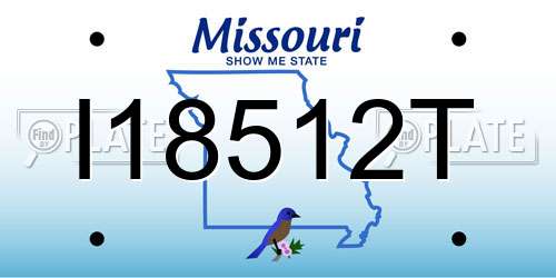 I18512T Missouri License Plate