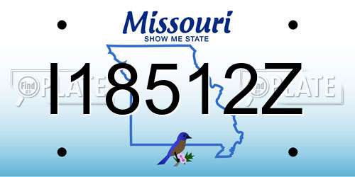 I18512Z Missouri License Plate