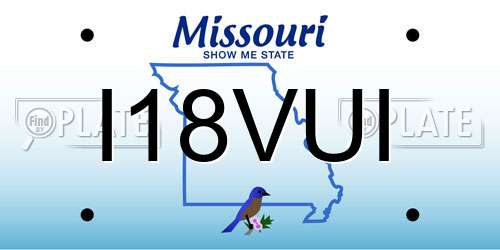 I18VUI Missouri License Plate