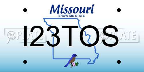 I23TOS Missouri License Plate