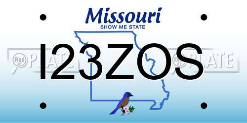 I23ZOS Missouri License Plate