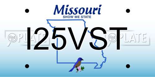 I25VST Missouri License Plate