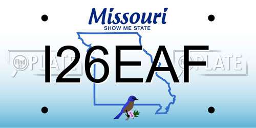 I26EAF Missouri License Plate