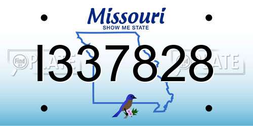 I337828 Missouri License Plate