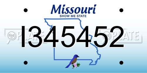 I345452 Missouri License Plate