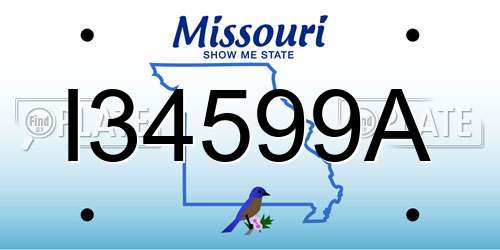 I34599A Missouri License Plate