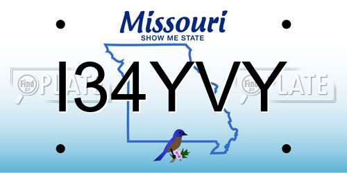 I34YVY Missouri License Plate