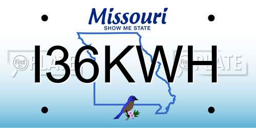 I36KWH Missouri License Plate