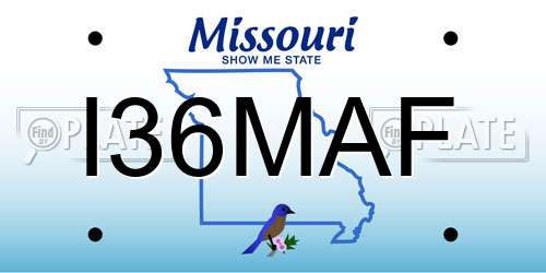 I36MAF Missouri License Plate
