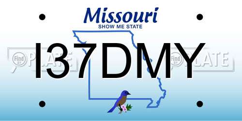 I37DMY Missouri License Plate