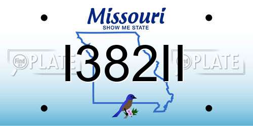 I382II Missouri License Plate