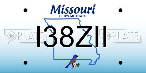 I38ZII Missouri License Plate