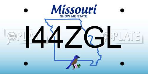 I44ZGL Missouri License Plate