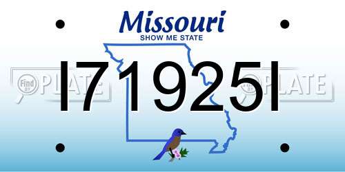 I71925I Missouri License Plate