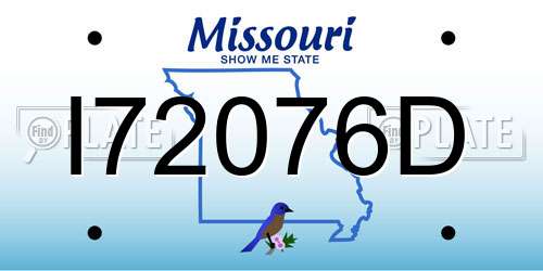 I72076D Missouri License Plate