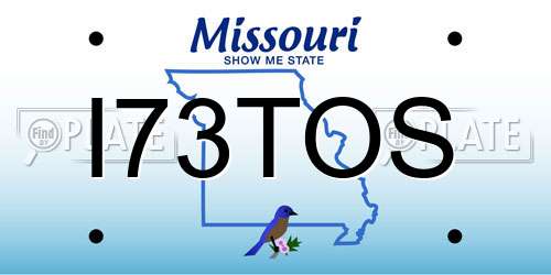I73TOS Missouri License Plate