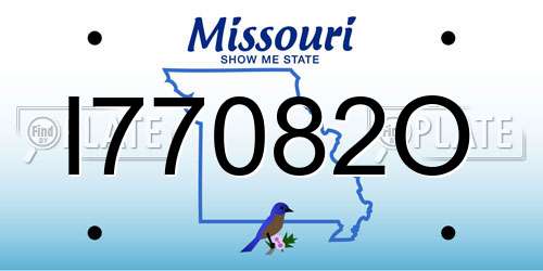 I77082O Missouri License Plate