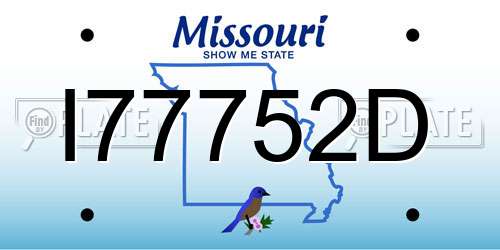 I77752D Missouri License Plate