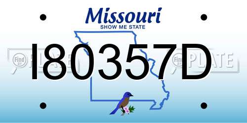 I80357D Missouri License Plate