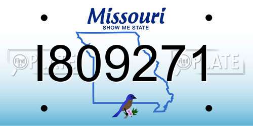 I809271 Missouri License Plate