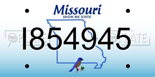 I854945 Missouri License Plate