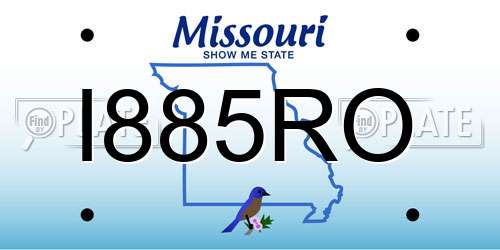 I885RO Missouri License Plate
