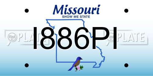 I886PI Missouri License Plate