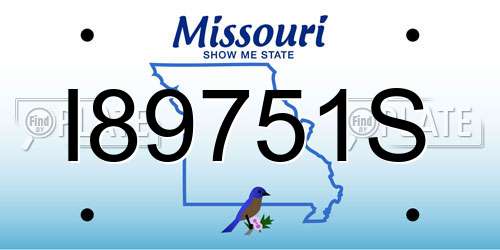 I89751S Missouri License Plate