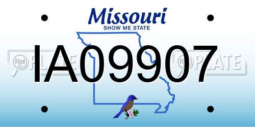 IA09907 Missouri License Plate