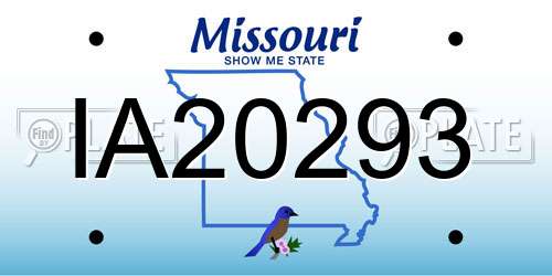 IA20293 Missouri License Plate