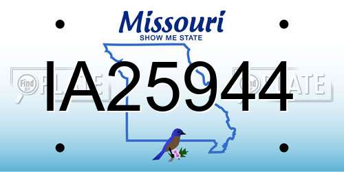 IA25944 Missouri License Plate